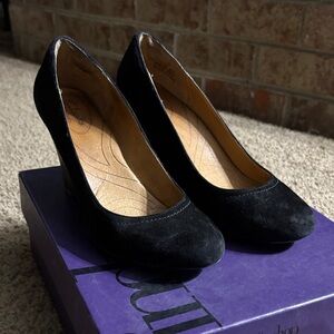 Clarks Black Suede Heels